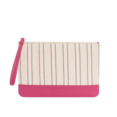Handwoven Stripe Clutch with Zip Top