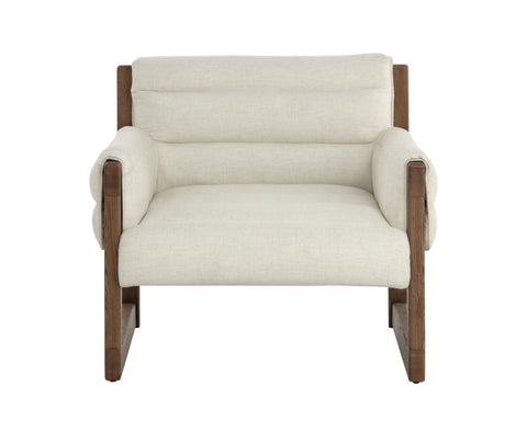 Timeless Minimalist Modern Oak Upholstered Chair & a Half