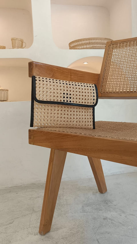 Handmade Geometric Contrast Trim Clutch