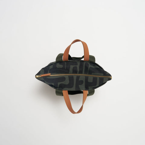 Travel Abstract Graphic Tote with Zip Top and Shoulder Straps