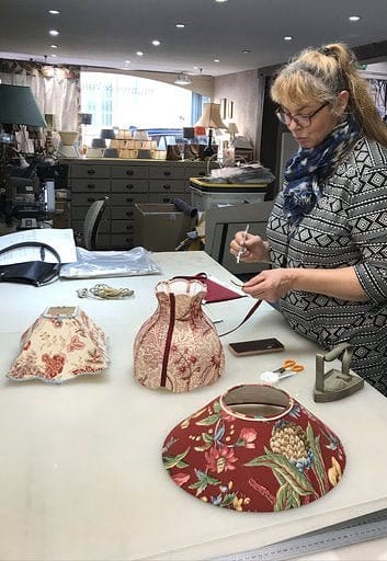 French Made Shirred Shade -Silk pongé Champagne, creme -5.75" base