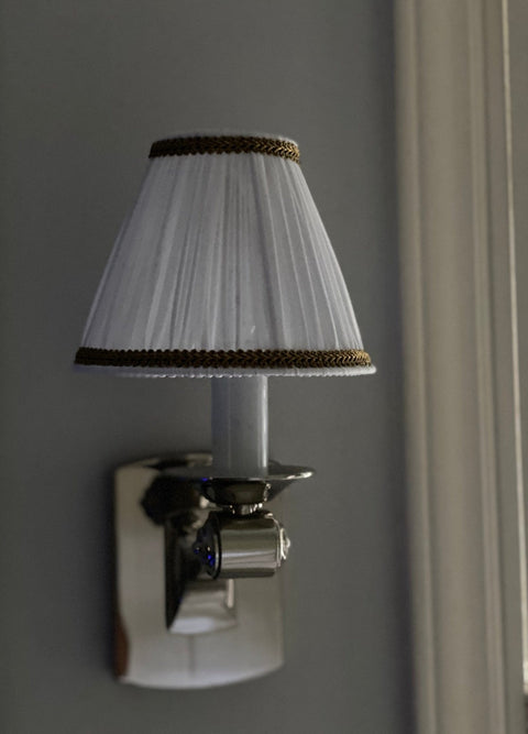 French Made Shirred Shade -Silk pongé Champagne, creme -5.75" base