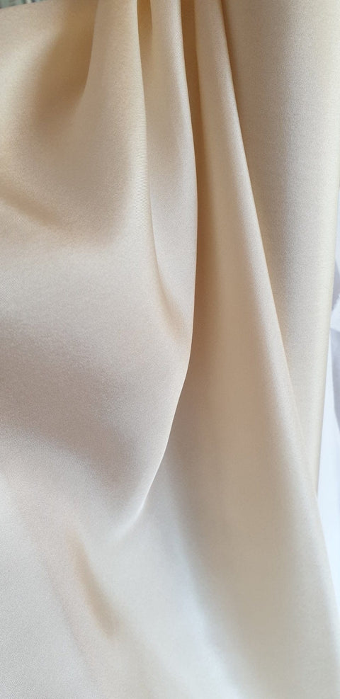 French Made Shirred Shade -Silk pongé Champagne, creme -5.75" base