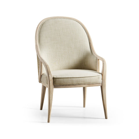 Timeless Minimalist Bergere Dining Armchair with Barrel Back