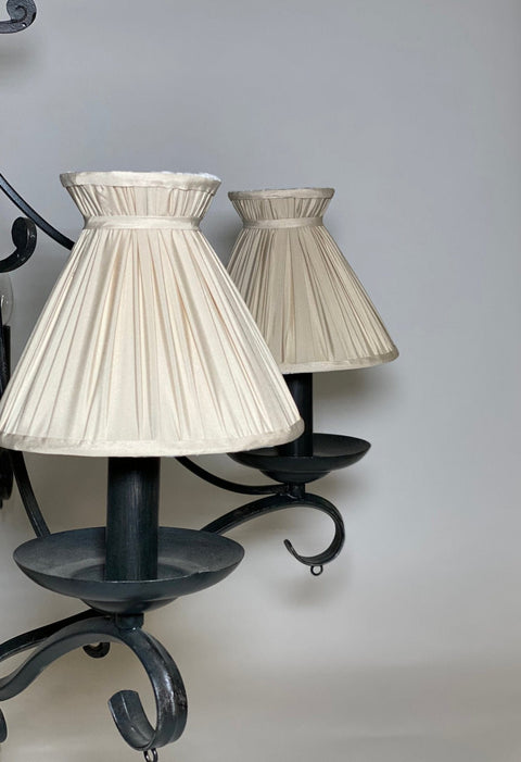 Gathered Almond Silk Corset Lamp Shade - CANDLE CLIP