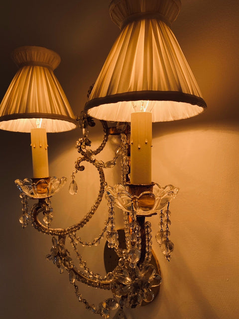 Gathered Almond Silk Corset Lamp Shade - CANDLE CLIP