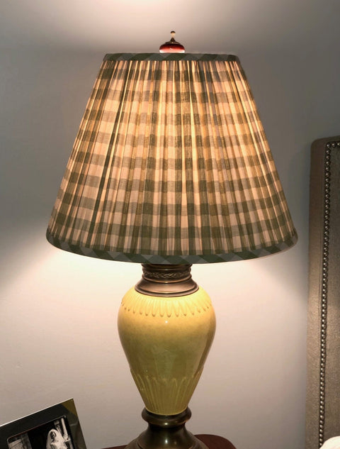 Gathered Com Linen Empire - Green Check