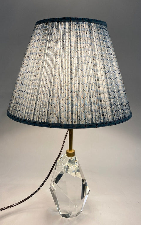 Gathered Lampshade 15” Base - Blue & White