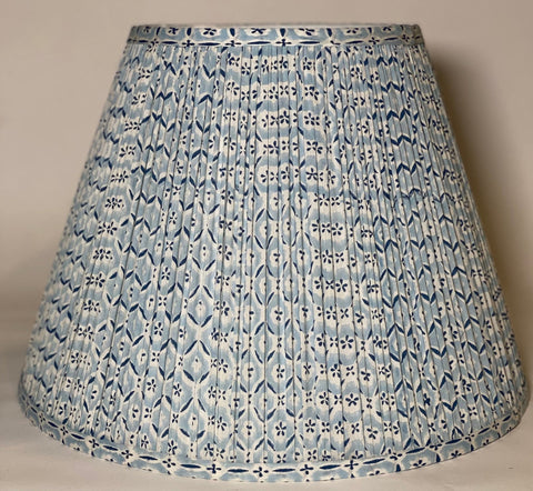 Gathered Lampshade 15” Base - Blue & White