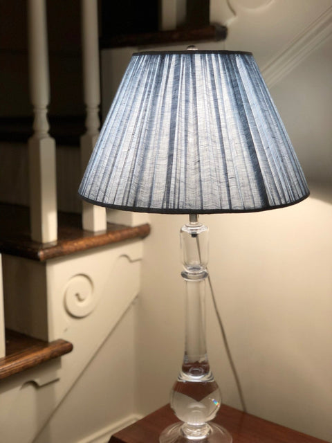 Gathered Light Blue Linen Empire Lamp Shade