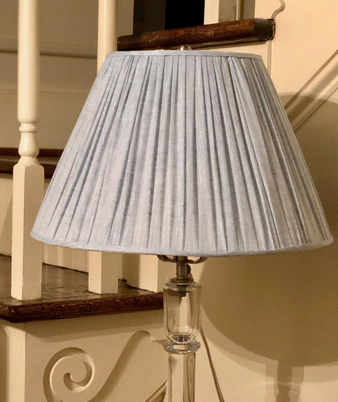 Gathered Light Blue Linen Empire Lamp Shade