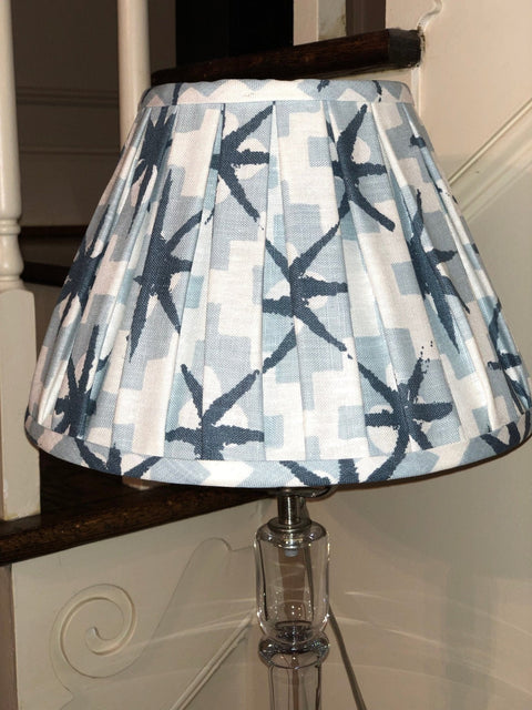 Gathered Light Blue Pattern Linen Empire Shade