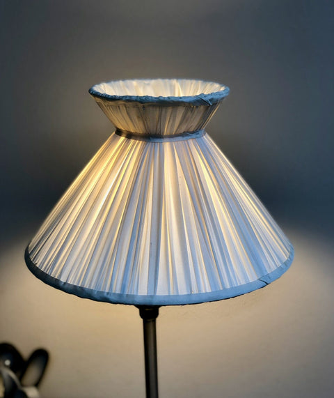Gathered Almond Silk Snow Corset Lamp Shade - Candle Clip