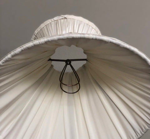 Gathered Silk Snow Corset Lamp Shade - Candle Clip