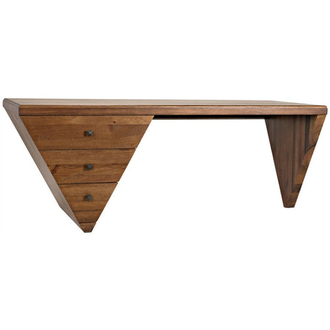 Modern Freeform Triangle Desk with Block Foot Style