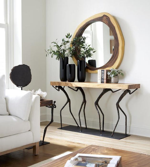 Organic Rustic Asymmetrical Wall Mirror for Entryway