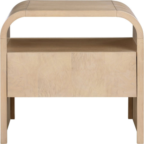 Meridian Furniture Inc. Giada Timeless Minimalist Curved Contemporary Nightstand - 26 W