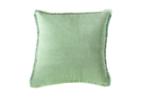 Anaya Monochromatic Euro Square Linen Pillow with Fringe Scandinavian - 26X 26