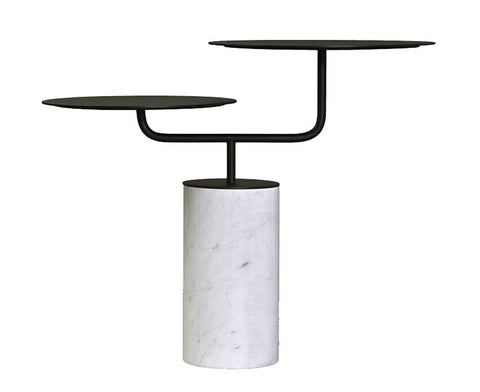 Timeless Minimalist Modern Drum Marble Center Accent Table