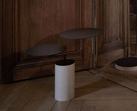 Timeless Minimalist Modern Drum Marble Center Accent Table