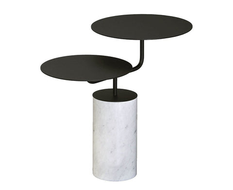 Timeless Minimalist Modern Drum Marble Center Accent Table