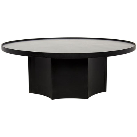 Rome Modern Drum Coffee Table with Block Foot Style