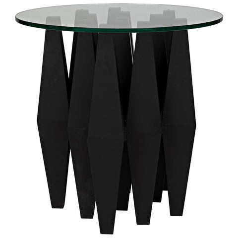 Modern Round Metal Glass Center Table Accent Table