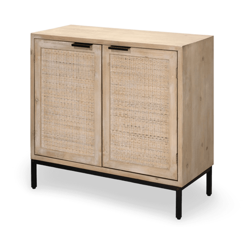 Contemporary Organic Washed Raffia Accent Cabinet