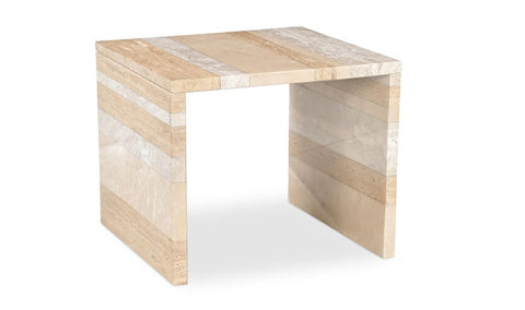 Rosa Contemporary Marble Center Table with Block Foot Accent Table