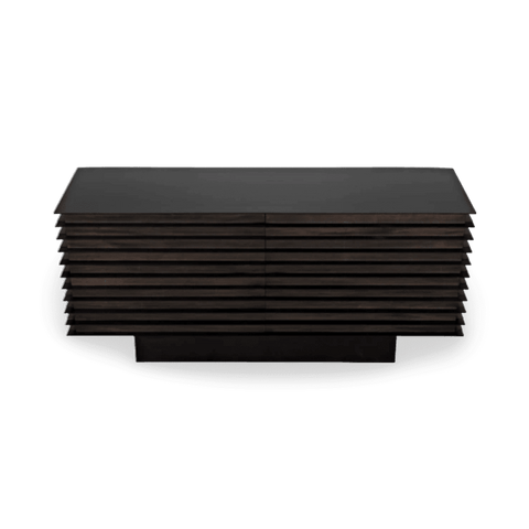 Ebony Solid Wood Sideboard with Inset Handles Cabinet