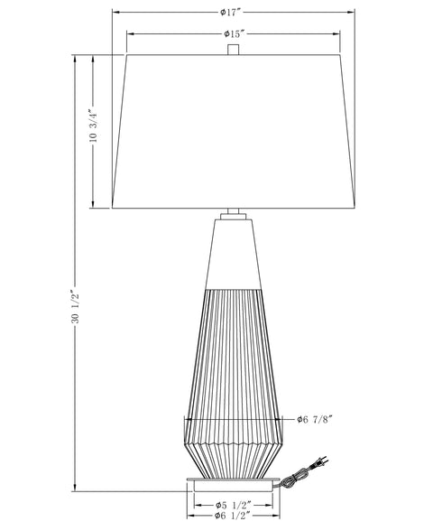 Helena Modern Column Fluted Accent Table Lamp