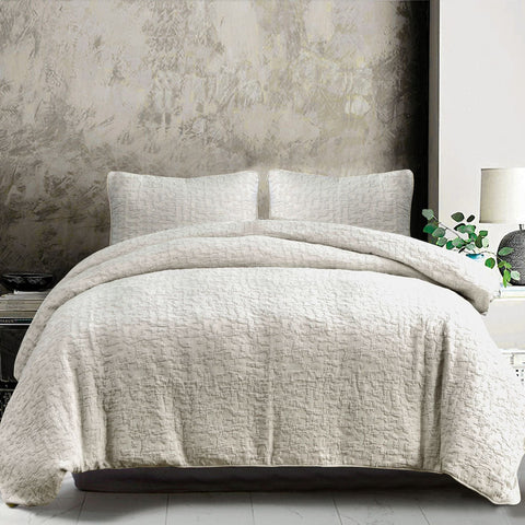 Traditional Solid Stitched Soft Coverlet Set