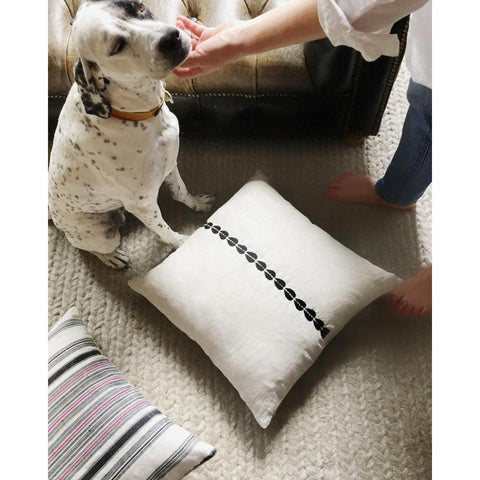 Powered by People Classic Bohemian Embroidered Linen Accent Throw Pillow - 20 x 20