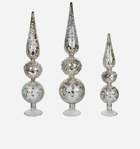 Holiday Glass Finial with Crystals for Contemporary Decor