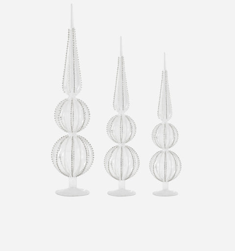 Holiday Contemporary Glass Finial with Crystals