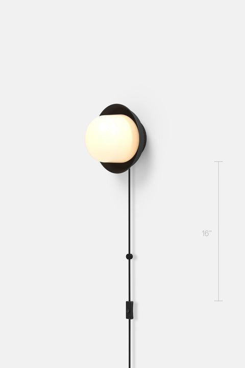 Hoist Sconce Corded - Large Glass Diffuser - Small Shade