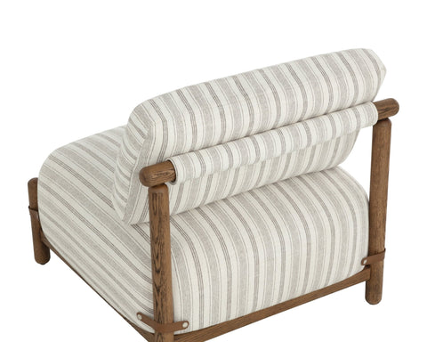 Timeless Minimalist Mid Century Oak Upholstered Slipper Lounge Chair