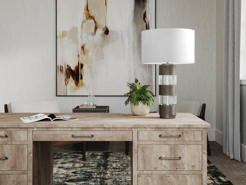 Accent Industrial Column Table Lamp Drum Design