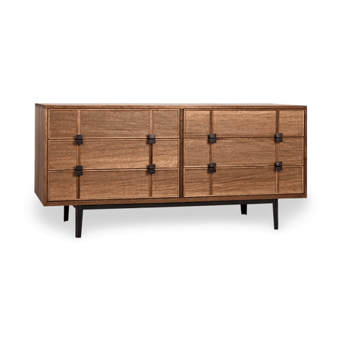 Double Dresser with Knob Handles Solid Walnut Chest & Dresser