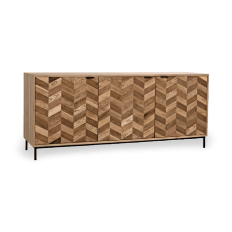 Herringbone Sideboard with Inset Handles Cabinet
