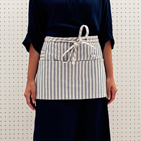 Waist Stripe Apron with Pockets and Utility Loop