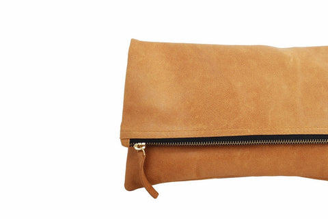 Soft Lined Clutch with Flap and Zip Top Closure