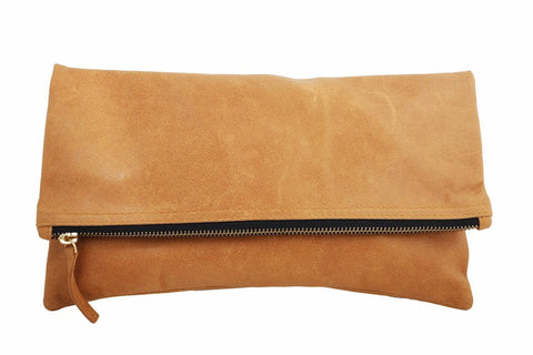 Soft Lined Clutch with Flap and Zip Top Closure
