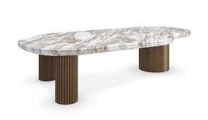 Seychelles Timeless Minimalist Freeform Marble Drum Coffee Table