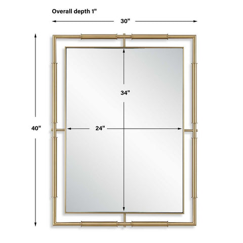Contemporary Accent Mirror with Brass Frame for Entryway Wall