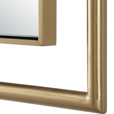Contemporary Accent Mirror with Brass Frame for Entryway Wall