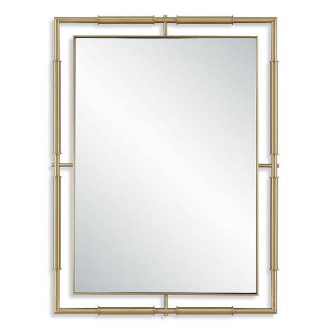 Contemporary Accent Mirror with Brass Frame for Entryway Wall