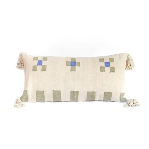 Artful Traditionalist Bohemian Handwoven Lumbar Throw Pillow