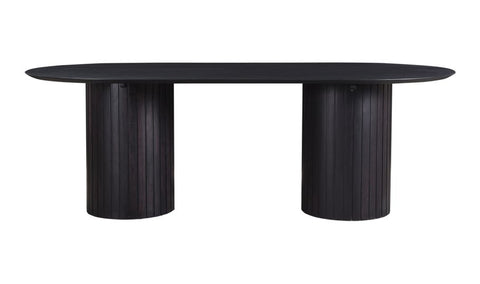 Modern Refectory Dining Table with Ribbed Drum Base