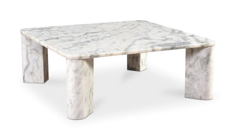 Minimalist Marble Rectangle Coffee Table with Straight Legs